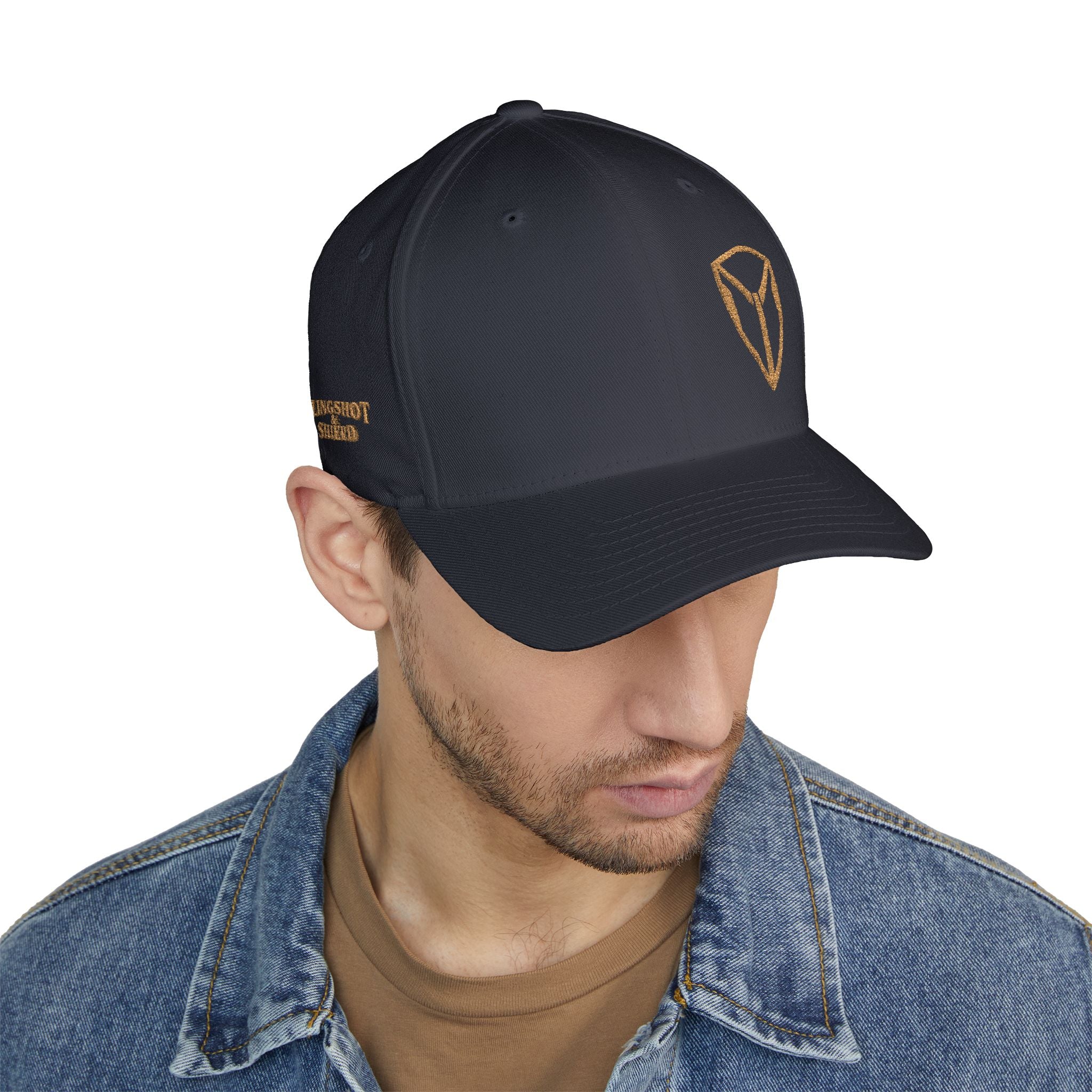 Embroidered Gold Shield Logo Cap