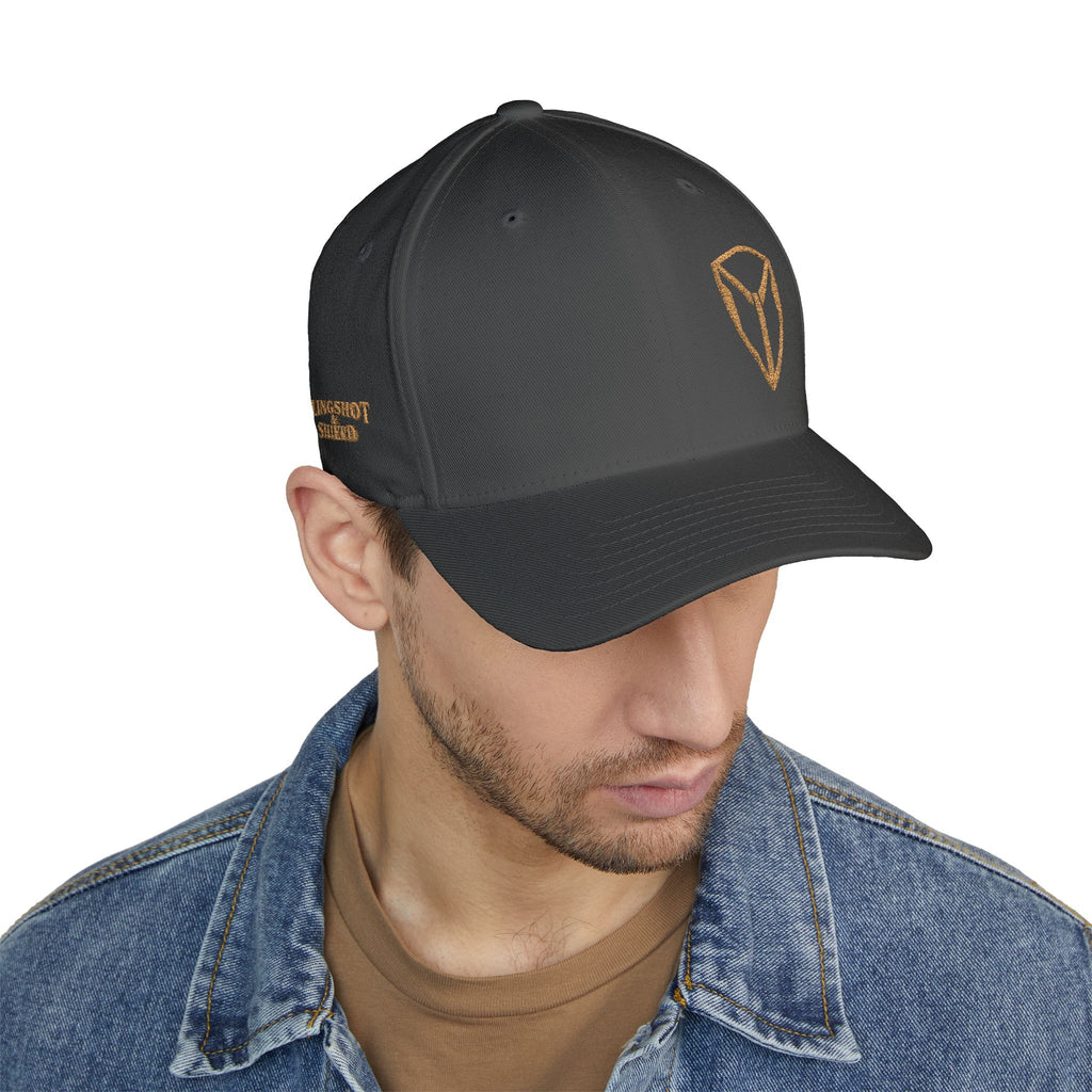 Embroidered Gold Shield Logo Cap